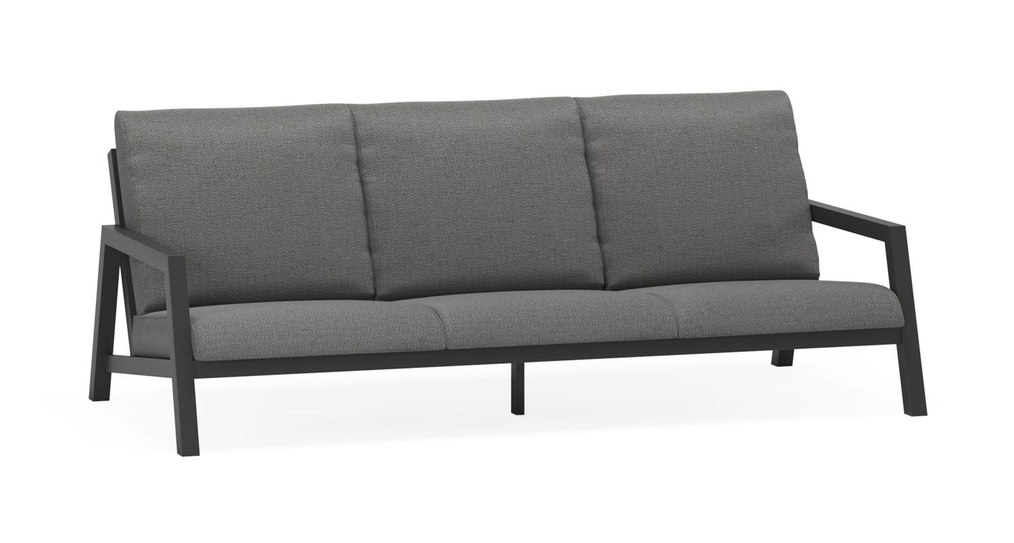 Zen'so loungebank 3-zit in zwart aluminium met savane tornado all weather sunbrella® luxe kussen