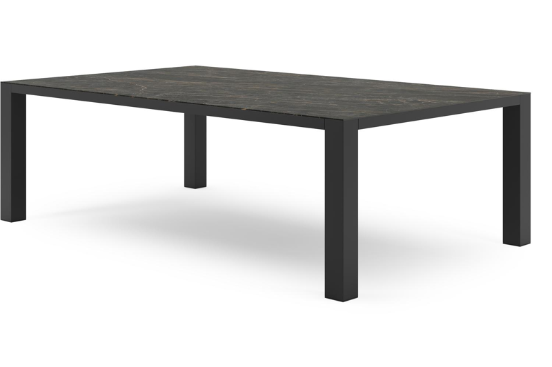 Nano tuintafel in zwart aluminium en volkeramiek black obsession - L 240 x B 148 x H 75 cm