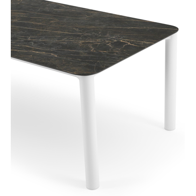 Orso tuintafel rechthoekig afgerond in wit aluminium en volkeramiek Black Obsession - L 240 x B 100 x H 73.5 cm