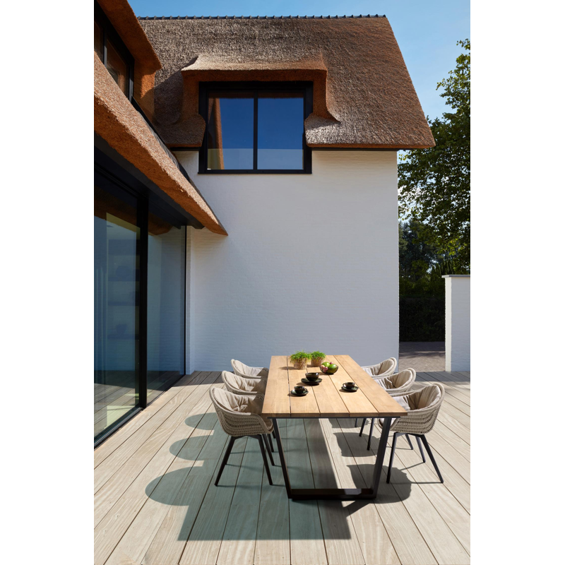 Pagino tuintafel rechthoekig in zwart aluminium en teak - L 280 x B 110 x H 73,5 cm