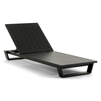 Pagino verstelbaar ligbed in zwart aluminium met natte dark taupe all weather sunbrella® luxe kussens