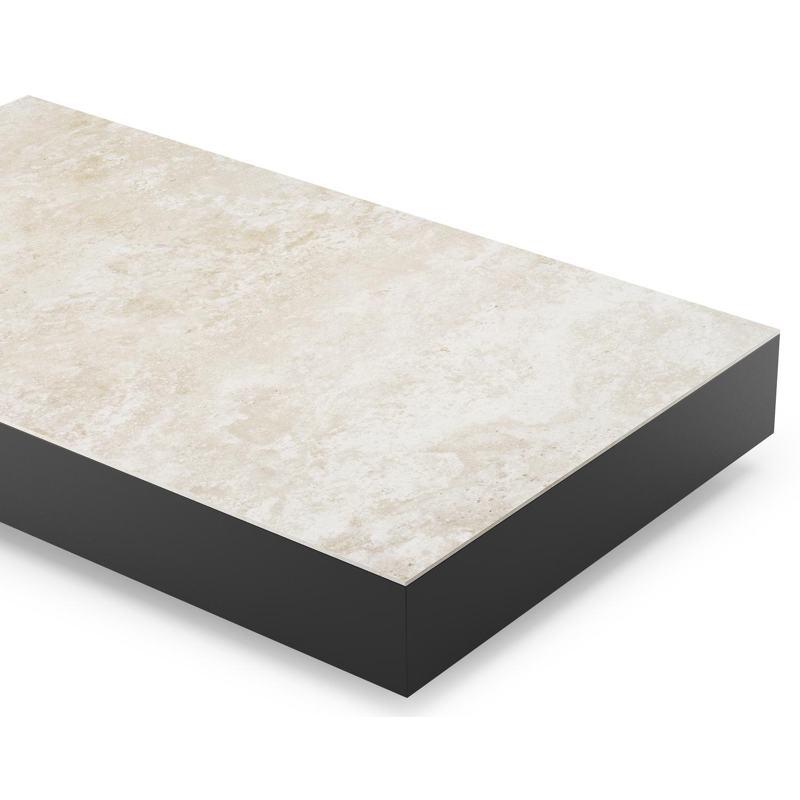 Table de basse Como rectangulaire en aluminium noir et céramique pleine Rapolano - Lg. 140 x Lrg. 80 x Haut. 20 cm