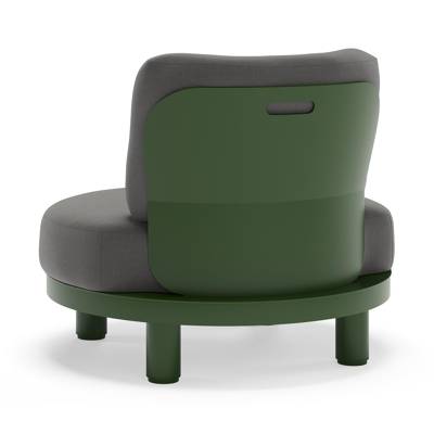 Donato loungestoel in groen aluminium met all weather sunbrella® luxe Natte Charcoal Chine kussen