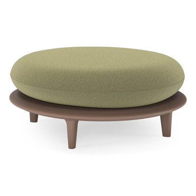 Bomero poef in taupe aluminium met heritage leaf all weather sunbrella® luxe kussen