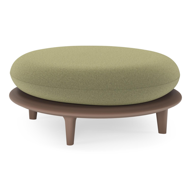 Bomero poef in taupe aluminium met heritage leaf all weather sunbrella® luxe kussen