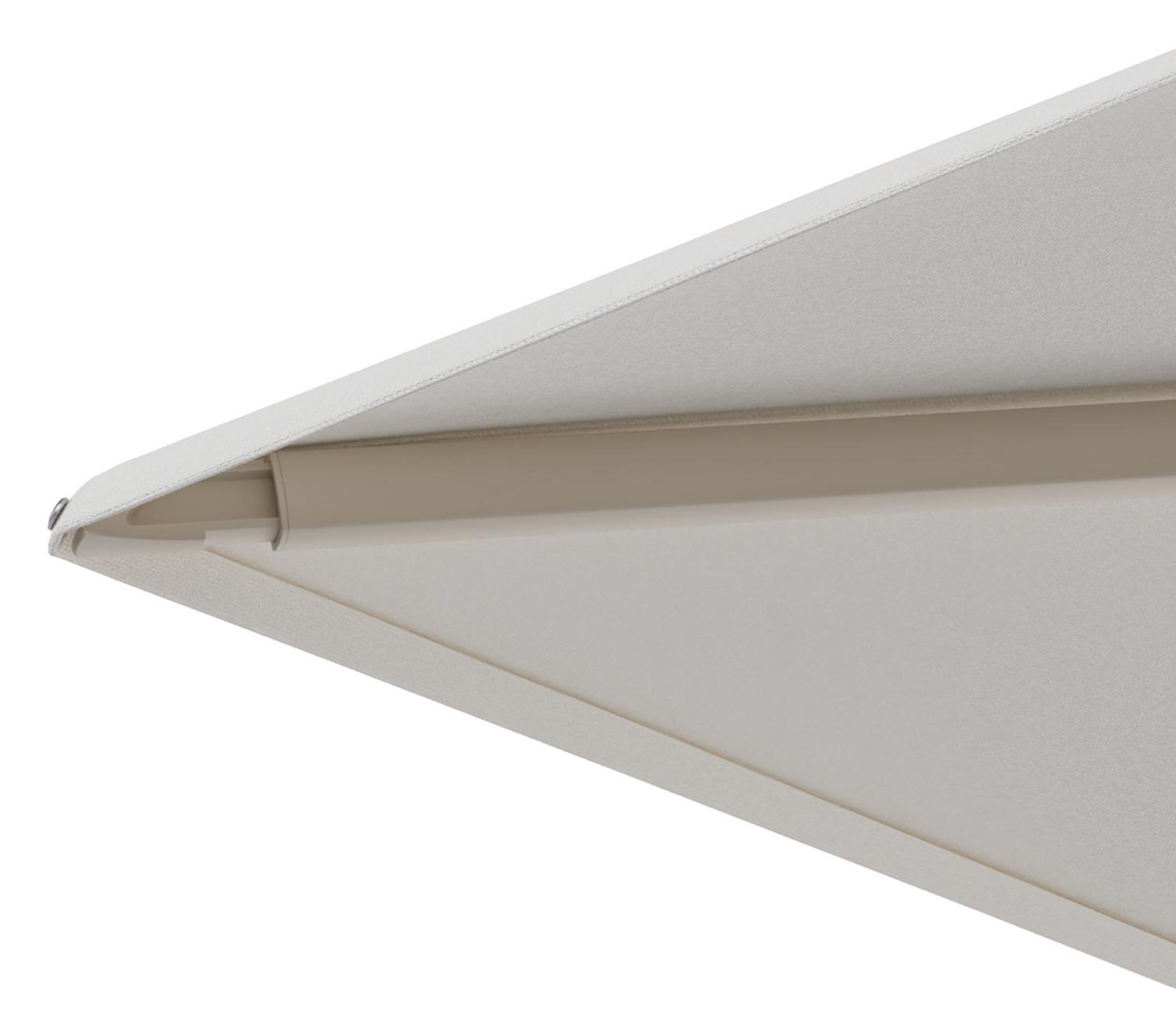 Parasol pendant Minore avec fonction tilt en aluminium beige et toile de parasol All Weather Sunbrella® Luxe Natte White - Lg.1: 400 x Lg.2: 300 cm (sans pied de parasol)