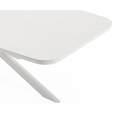 Pamplona tuintafel bootvorm in wit aluminium en sintered stone Topo minerale - L 240 x B 110 x H 72 cm