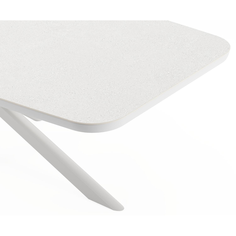 Pamplona tuintafel bootvorm in wit aluminium en sintered stone Topo minerale - L 240 x B 110 x H 72 cm