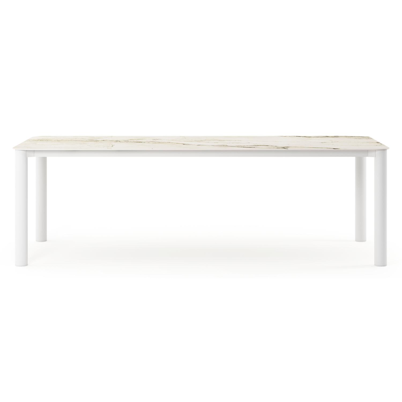 Orso tuintafel rechthoekig afgerond in wit aluminium en volkeramiek colorado dunes - L 240 x B 100 x H 73.5 cm