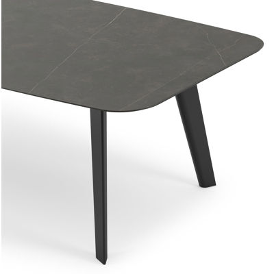 Table de jardin Lacrima en aluminium noir et céramique pleine calatorao - Lg 255 x Larg. 115 x H 74 cm
