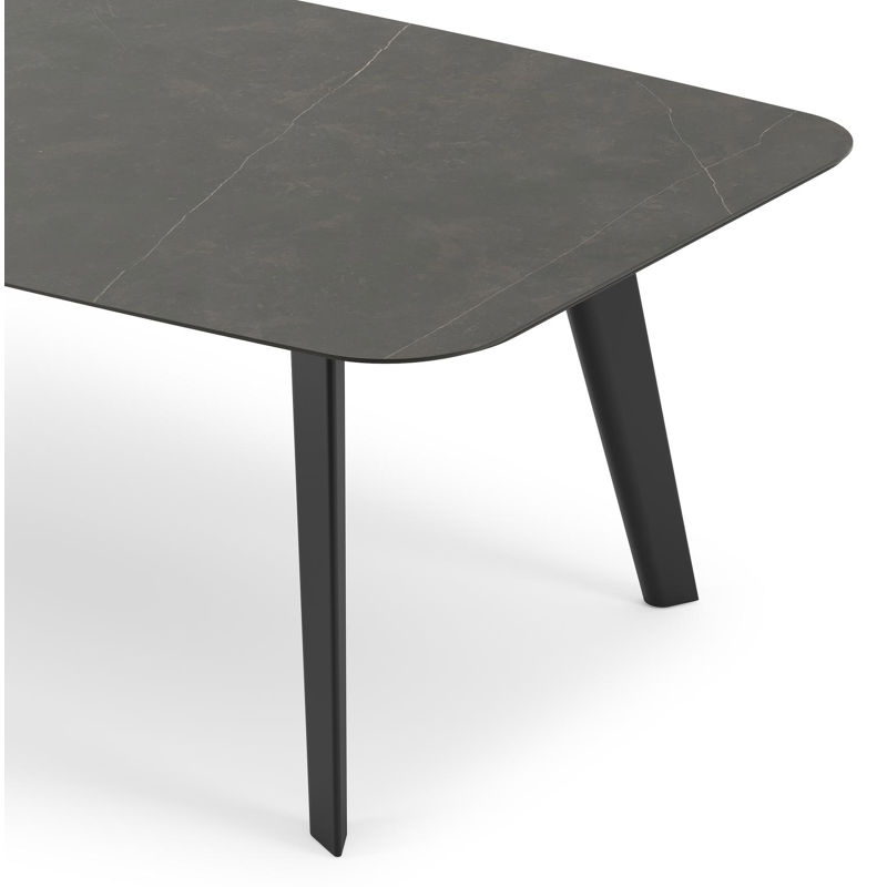 Lacrima tuintafel in zwart aluminium en volkeramiek calatorao - L 255 x B 115 x H 74 cm