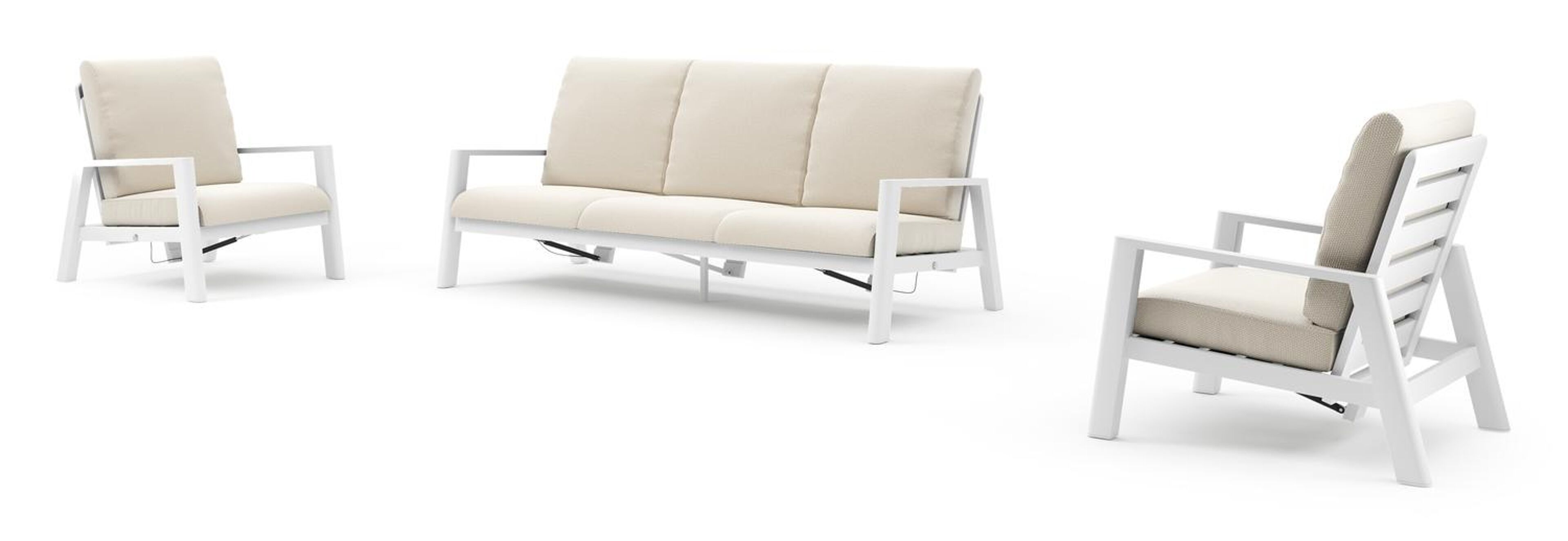 Cirello loungeset in wit aluminium met althea off white all weather cosytica kussen