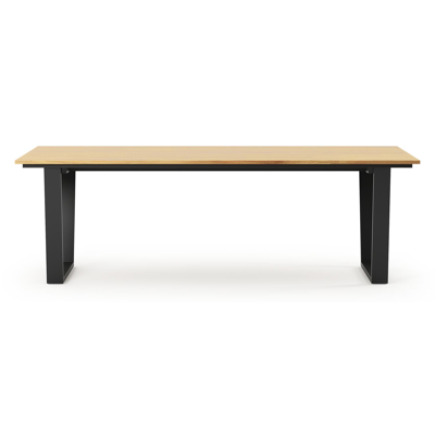 Pagino tuintafel rechthoekig in zwart aluminium en teak - L 240 x B 100 x H 73,5 cm