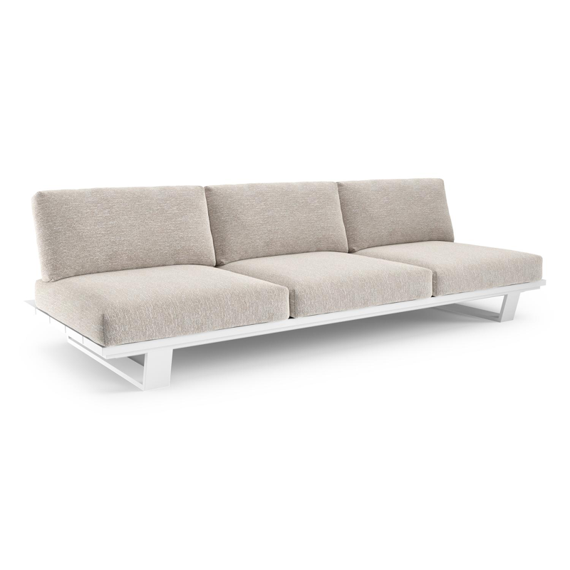 Pagino loungebank in wit aluminium met tundra sand all weather sunbrella® luxe kussen