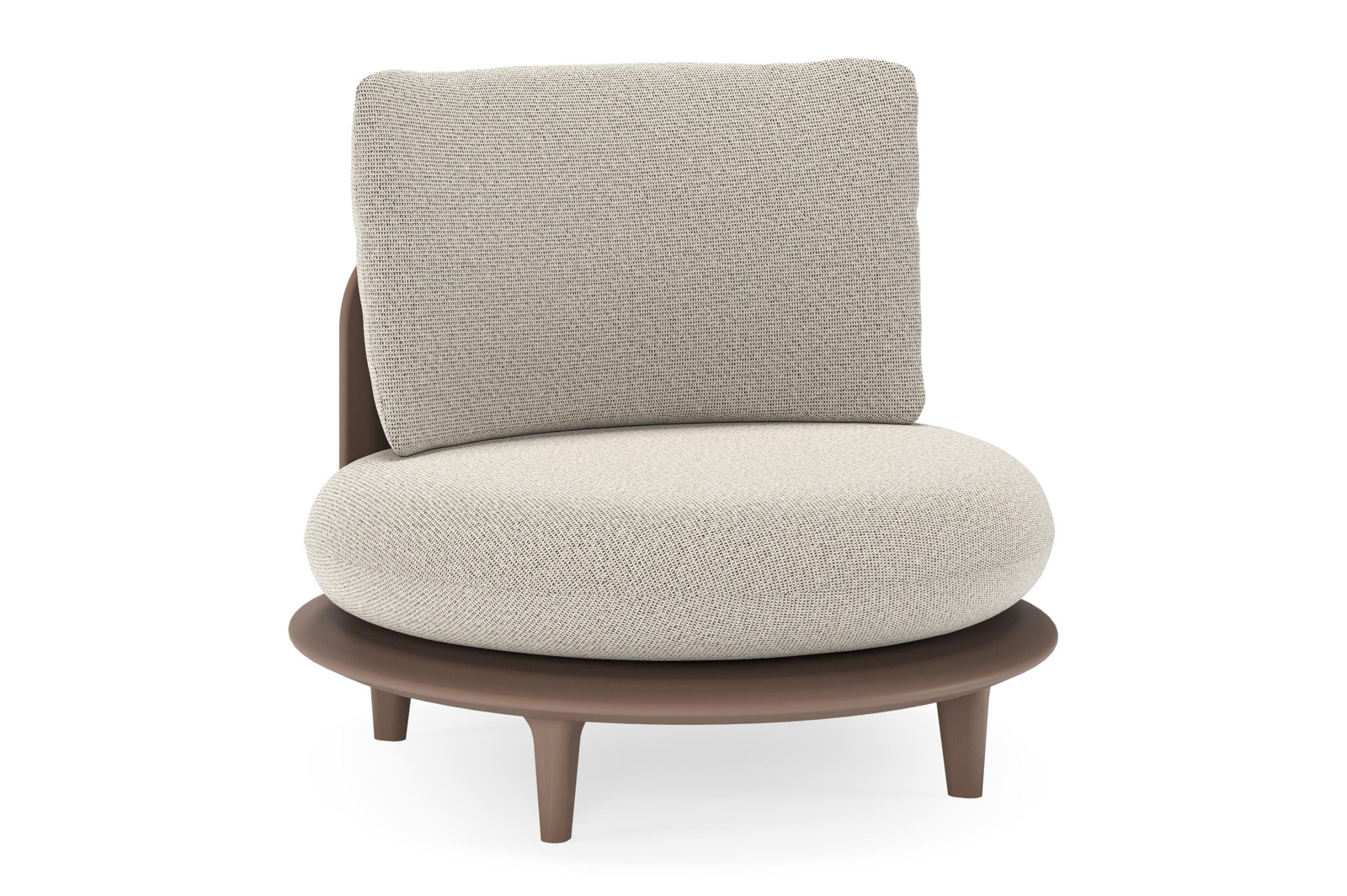 Bomero loungestoel in taupe aluminium met firenze sand all weather solica kussen