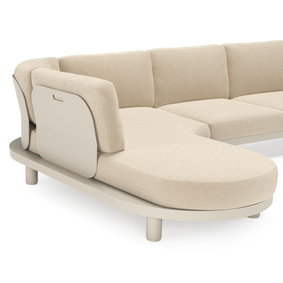 Donato loungehoek in beige aluminium met althea chalk all weather cosytica kussen