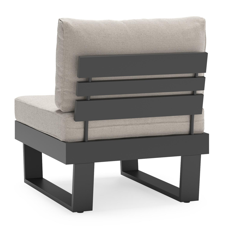 Alora loungestoel in zwart aluminium met beige weather+ softtouch kussens