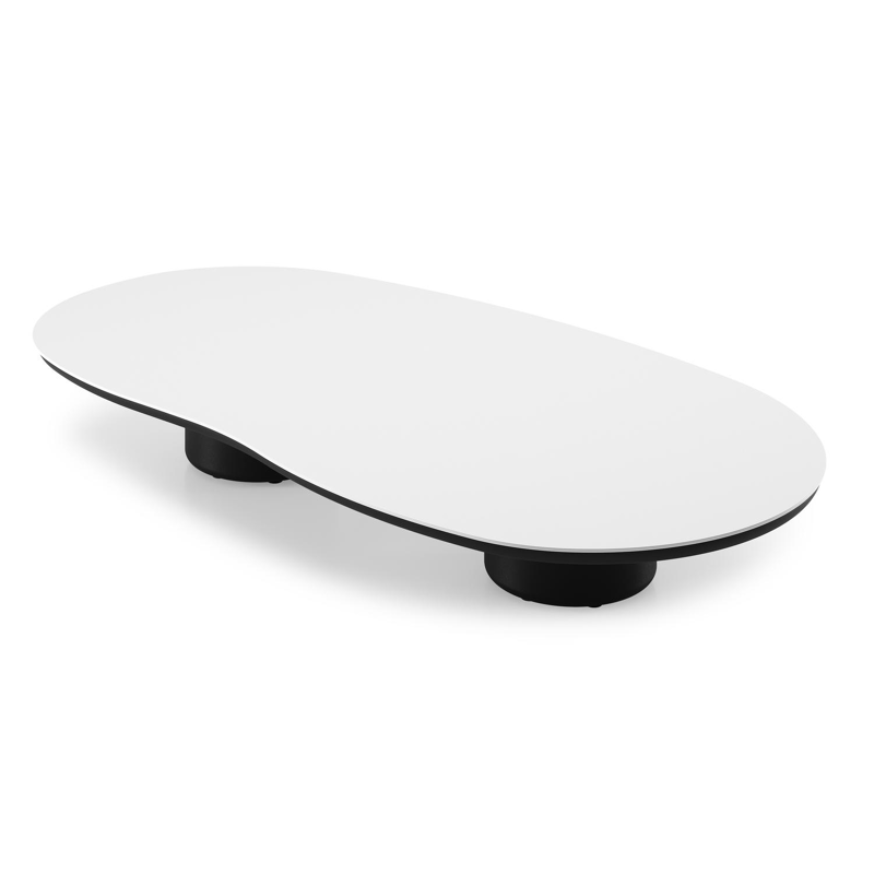 Amico loungetafel organisch in zwart aluminium en volkeramiek Arctic White - L 170 x B 91 x H 25 cm
