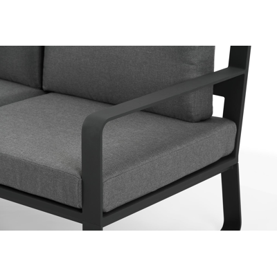 Navelli loungeset in zwart aluminium met grijs weather+ softtouch kussens