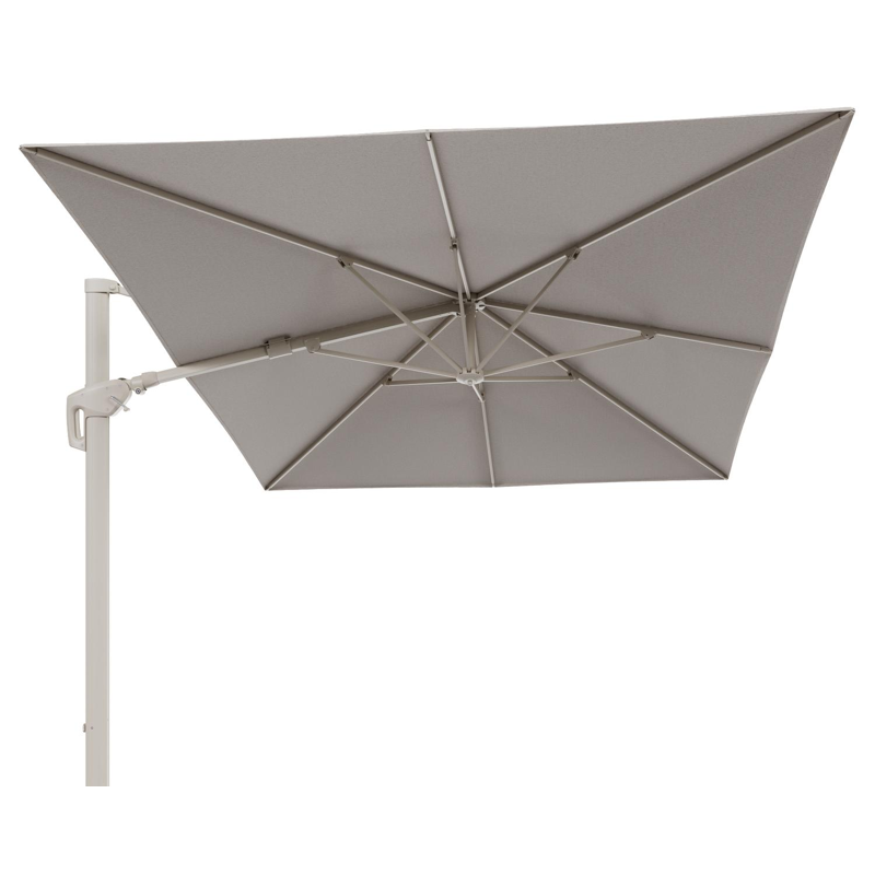 Minore zweefparasol met tiltfunctie in beige aluminium en Slow Farafra All Weather Sunbrella® Luxe parasoldoek - L1 400 x L2 300 cm (zonder voet)