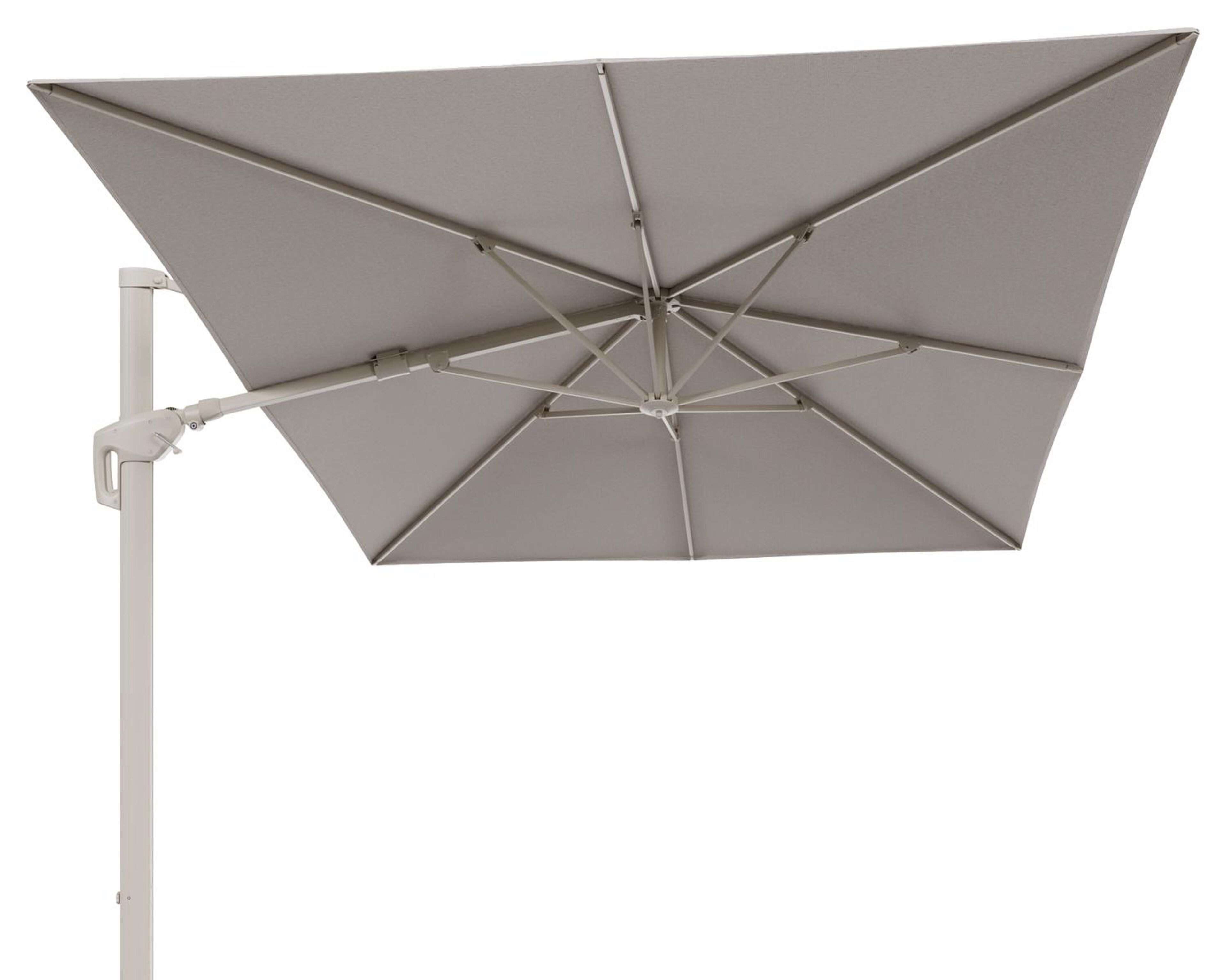 Minore zweefparasol met tiltfunctie in beige aluminium en Slow Farafra All Weather Sunbrella® Luxe parasoldoek - L1 400 x L2 300 cm (zonder voet)