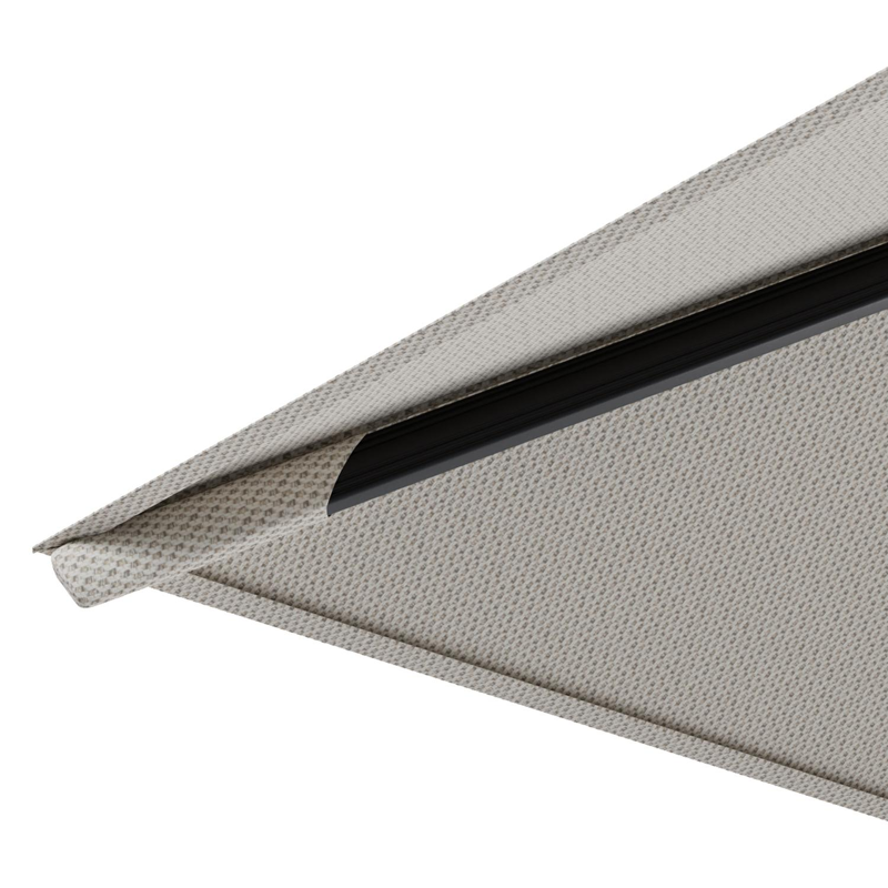 Rufina zweefparasol tiltfunctie in zwart aluminium en parasoldoek in All Weather Sunbrella® Luxe Lopi Marble  - L1 300 x L2 300 cm (zonder voet)
