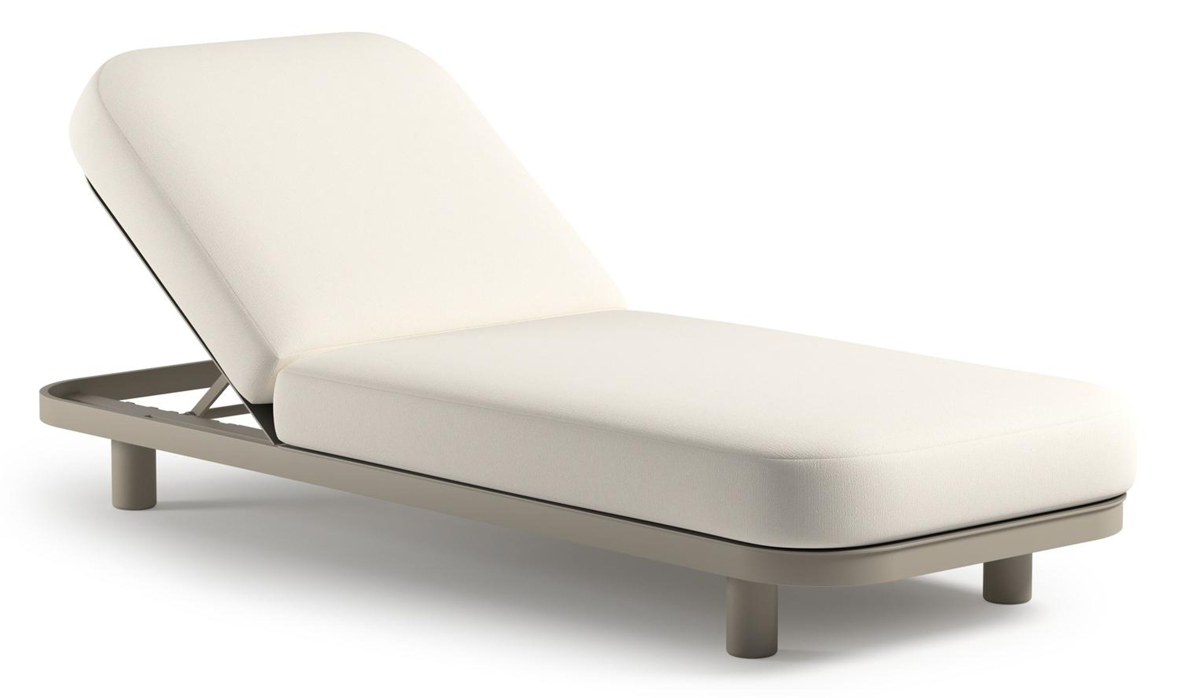 Donato verstelbaar ligbed in beige aluminium met All Weather Sunbrella® luxe savane white kussen