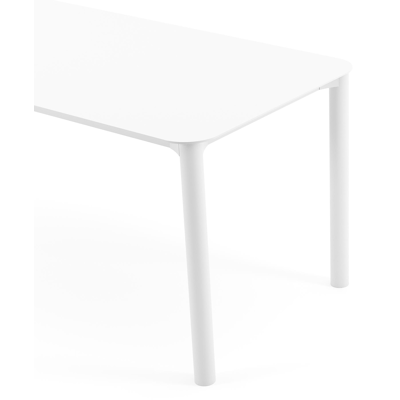 Table de jardin rectangulaire Orso arrondie en aluminium blanc - Lg. 200 x Lrg. 80 x Haut. 74,5 cm
