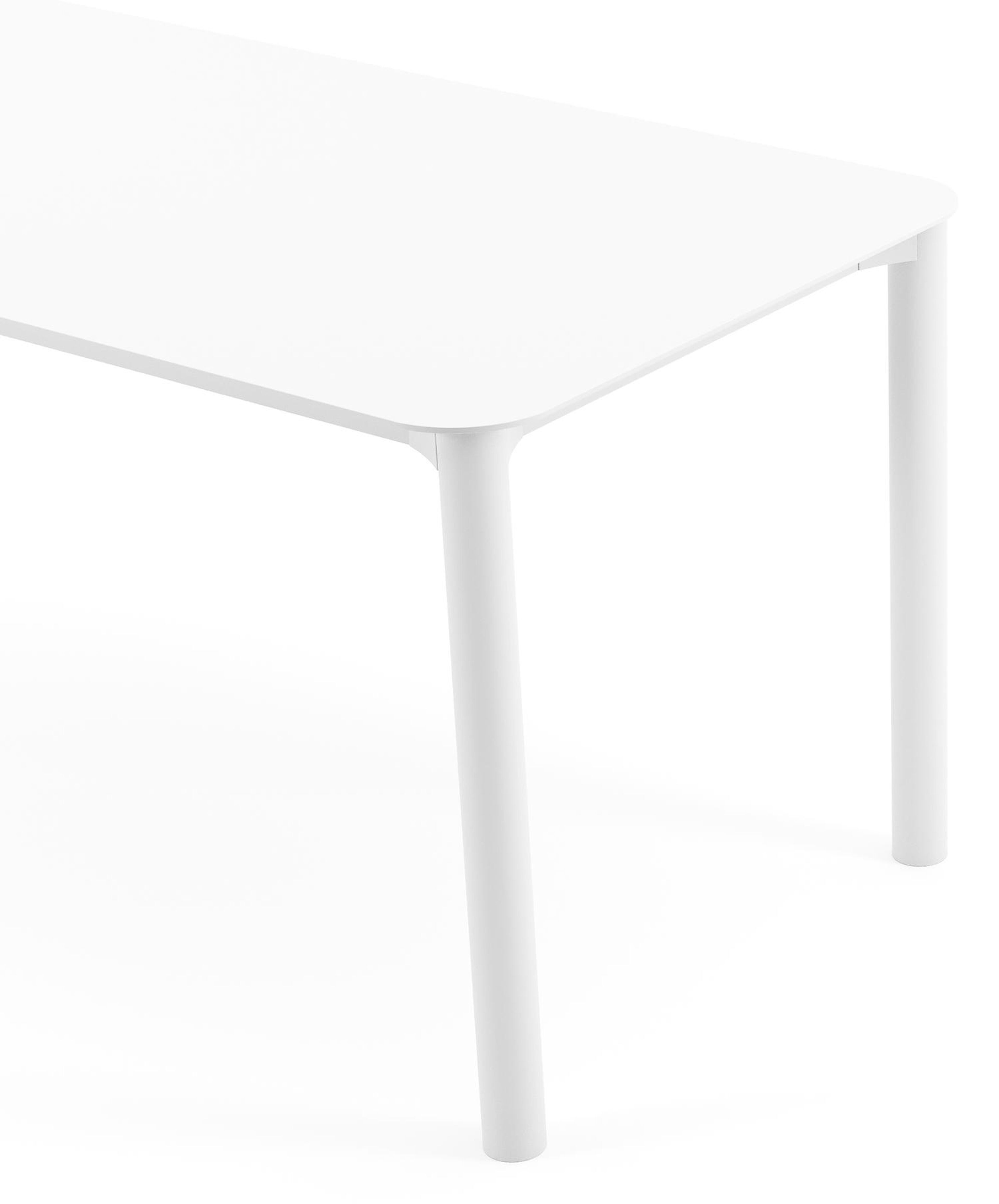 Table de jardin rectangulaire Orso arrondie en aluminium blanc - Lg. 200 x Lrg. 80 x Haut. 74,5 cm