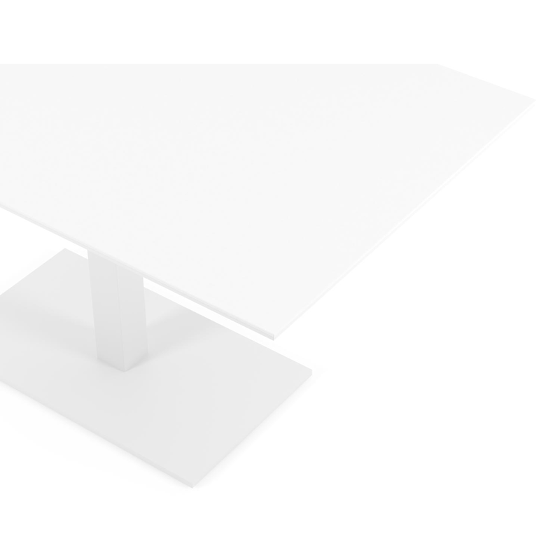 Piemonte tuintafel rechthoekig in wit aluminium en volkeramiek arctic white - L 140 x B 80 x H 73 cm
