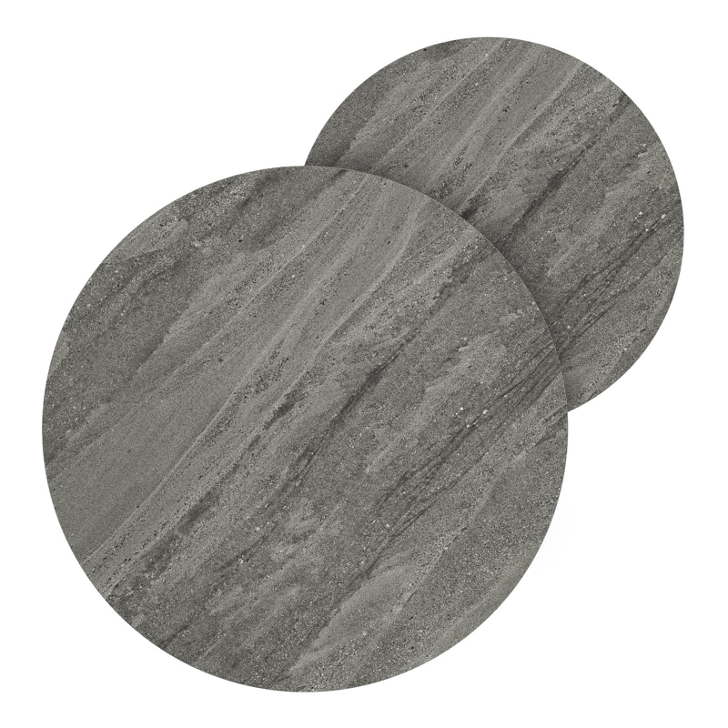 Lacrima loungetafels in wit aluminium en aspen grey volkeramiek - Dia. 85/65 x H 35/30 cm