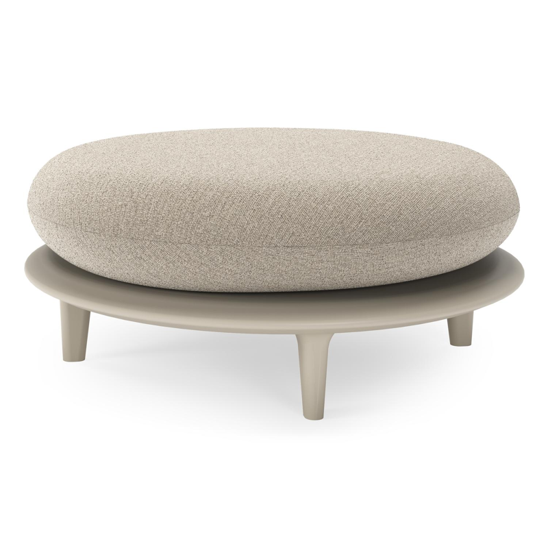 Bomero poef in beige aluminium met catania greige all weather cosytica kussen