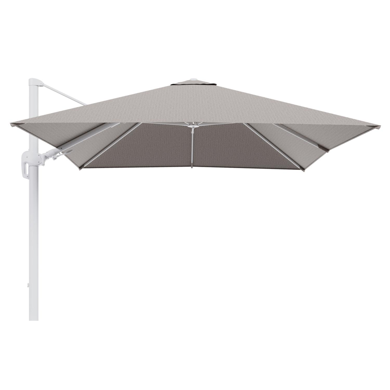 Rufina zweefparasol tiltfunctie in wit aluminium en parasoldoek in All Weather Sunbrella® Luxe Wander Granite  - L1 300 x L2 300 cm (zonder voet) (zonder voet)