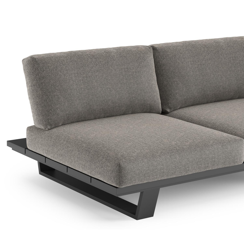 Pagino loungebank in zwart aluminium met chartres drizzle all weather sunbrella® luxe kussen