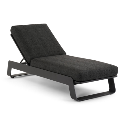 Atessa verstelbaar ligbed in zwart aluminium met chartres sooty all weather sunbrella® luxe kussen