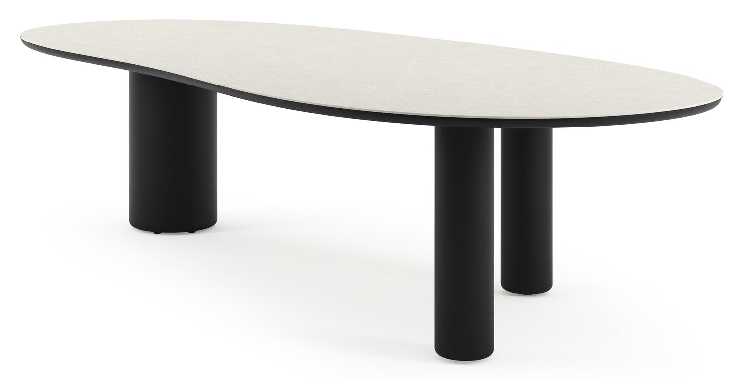 Amico tuintafel organisch in zwart aluminium en volkeramiek Shilin - L 320 x B 145 x H 73.5 cm