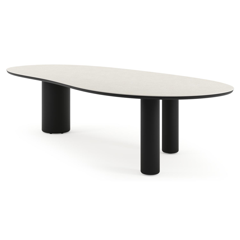 Amico tuintafel organisch in zwart aluminium en volkeramiek Shilin - L 320 x B 145 x H 73.5 cm