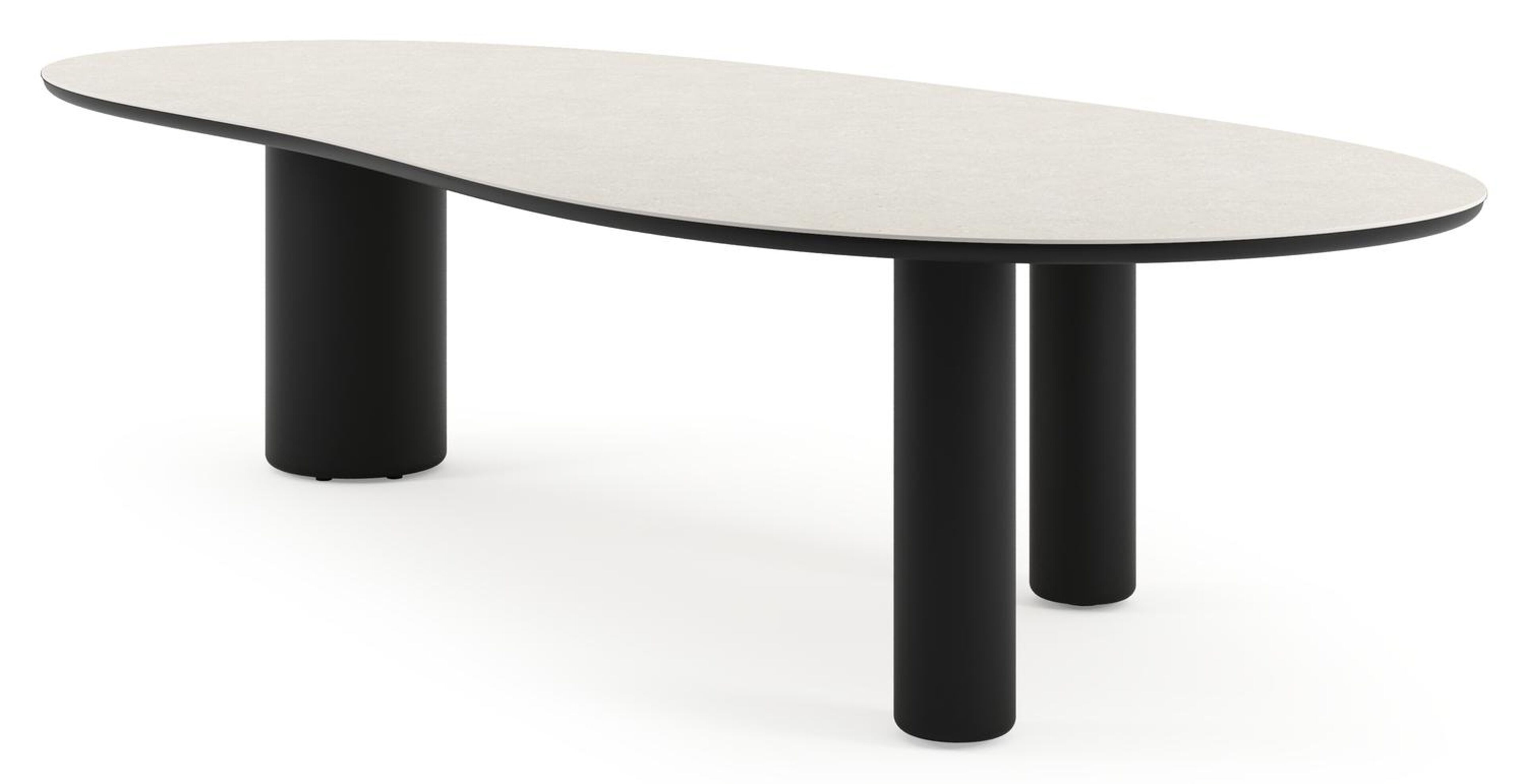 Amico tuintafel organisch in zwart aluminium en volkeramiek Shilin - L 320 x B 145 x H 73.5 cm