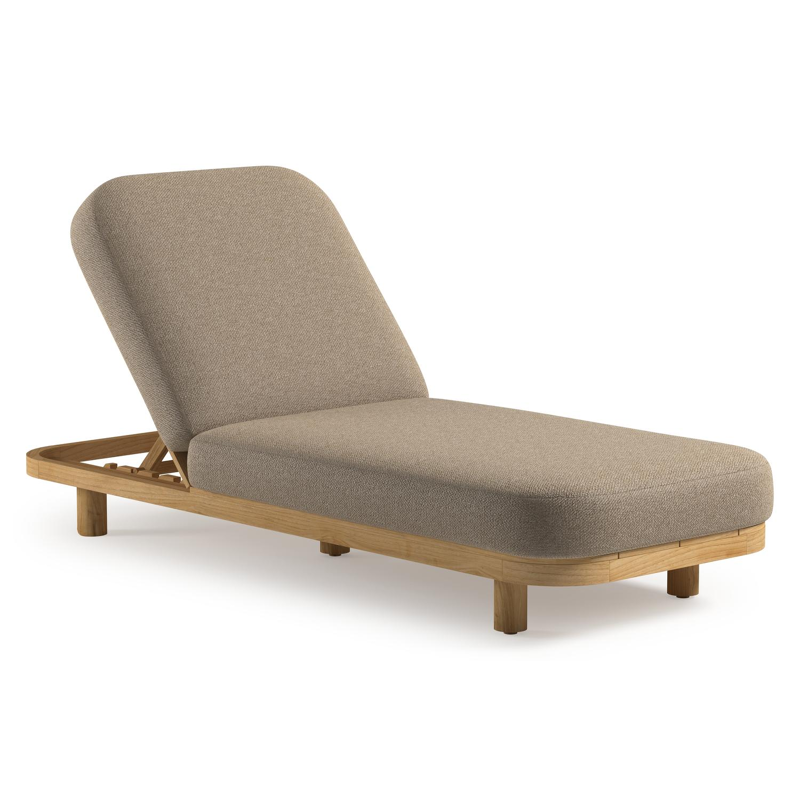 Chaise longue réglable Donato en teck avec All Weather Cosytica madagascar oak coussin