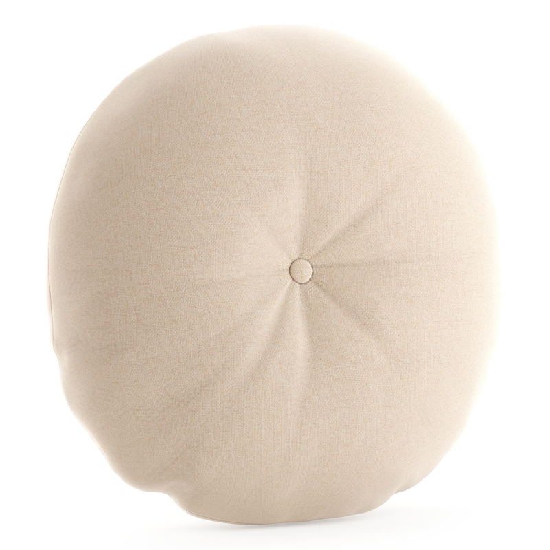 Rond sierkussen in all weather sunbrella luxe natte linen chalk