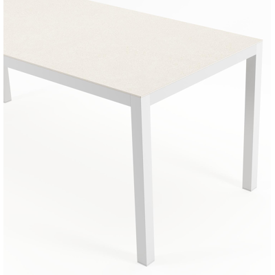 Feltro tuintafel in wit aluminium en Crema Minerale sintered stone - L 180 x B 80 x H 73 cm
