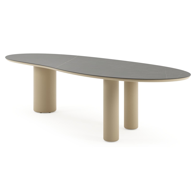 Amico tuintafel organisch in beige aluminium en volkeramiek Calatorao - L 320 x B 120 x H 73.5 cm