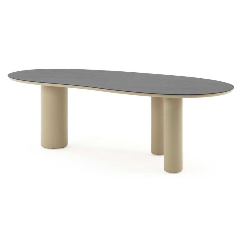 Amico tuintafel organisch in beige aluminium en volkeramiek Basalt Black - L 240 x B 110 x H 73.5 cm
