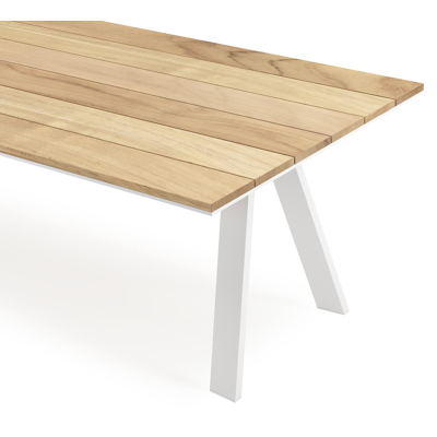 Cesano tuintafel rechthoekig in wit aluminium en teak - L 280 x B 110 x H 75 cm