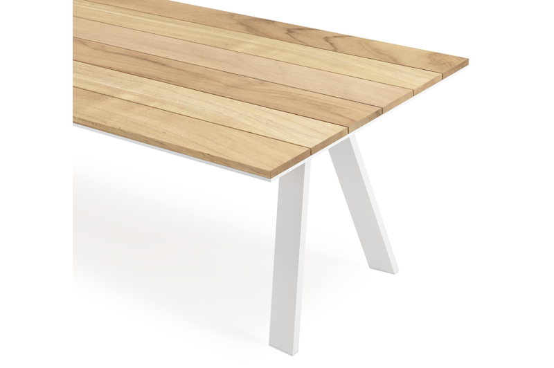 Cesano tuintafel rechthoekig in wit aluminium en teak - L 280 x B 110 x H 75 cm