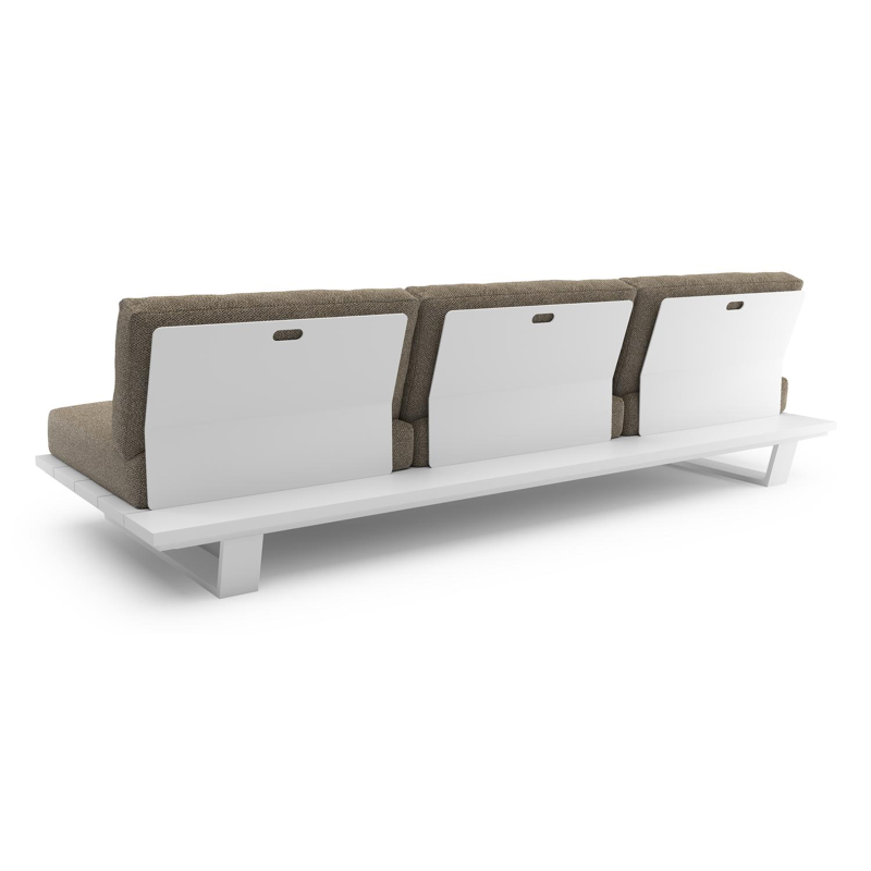 Pagino loungebank in wit aluminium met madagascar burch all weather cosytica kussen