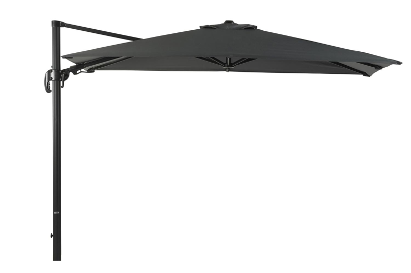 Avola zweefparasol met tiltfunctie in zwart aluminium met grijs sunbrella® premium parasoldoek - L1 200 x L2 300 cm (zonder voet)