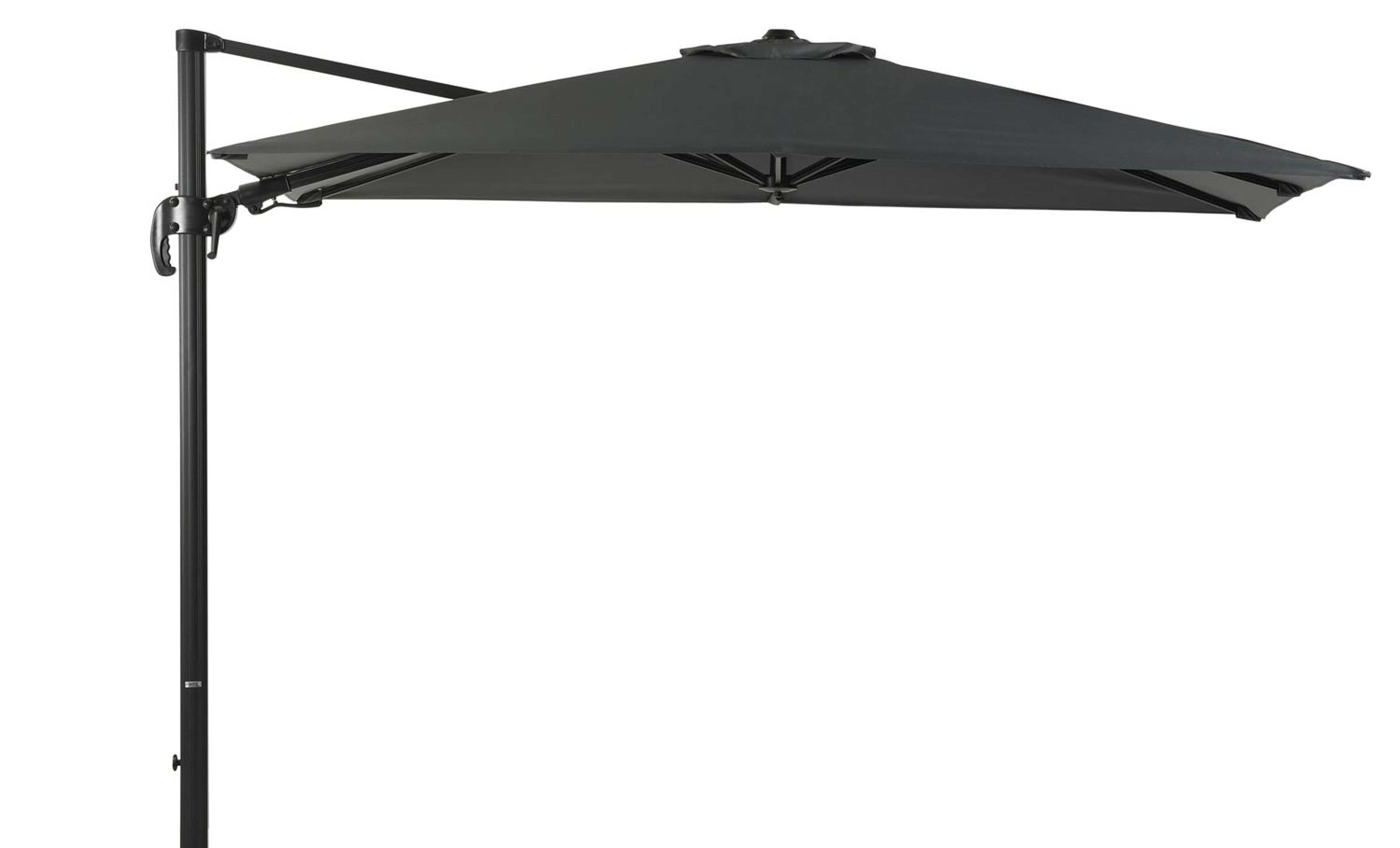 Avola zweefparasol met tiltfunctie in zwart aluminium met grijs sunbrella® premium parasoldoek - L1 200 x L2 300 cm (zonder voet)