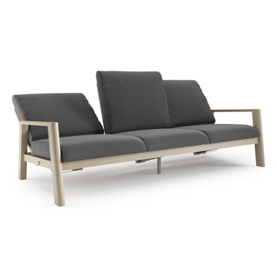Cirello loungebank 3-zit in beige aluminium met savane tornado all weather sunbrella® luxe kussen