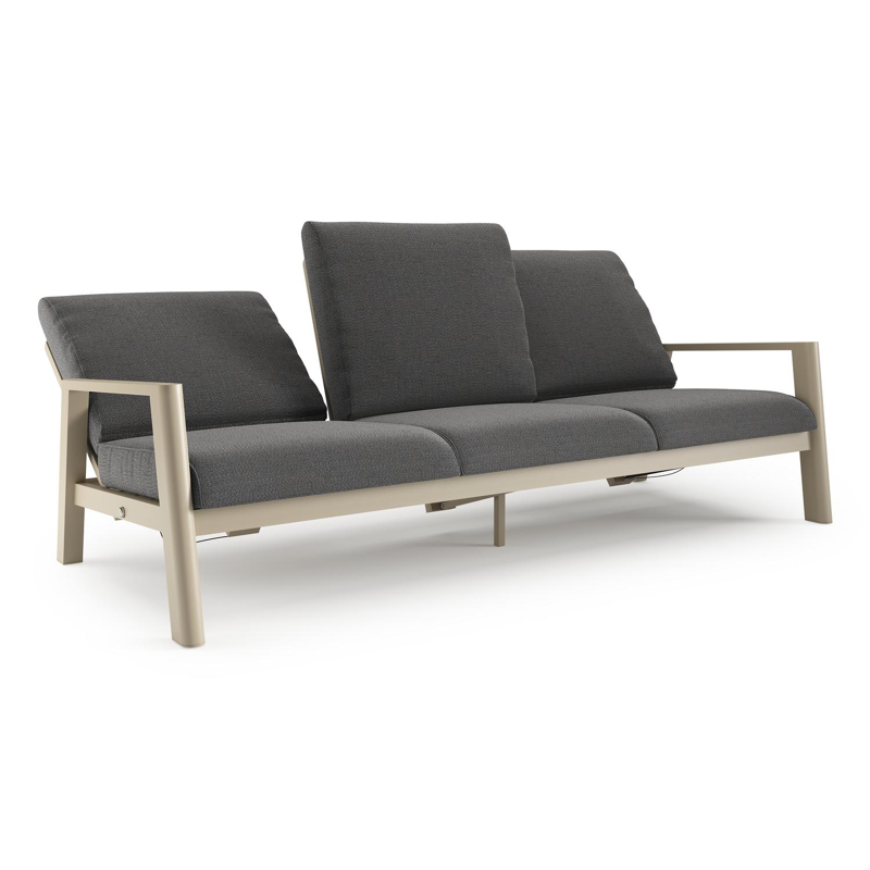 Cirello loungebank 3-zit in beige aluminium met savane tornado all weather sunbrella® luxe kussen
